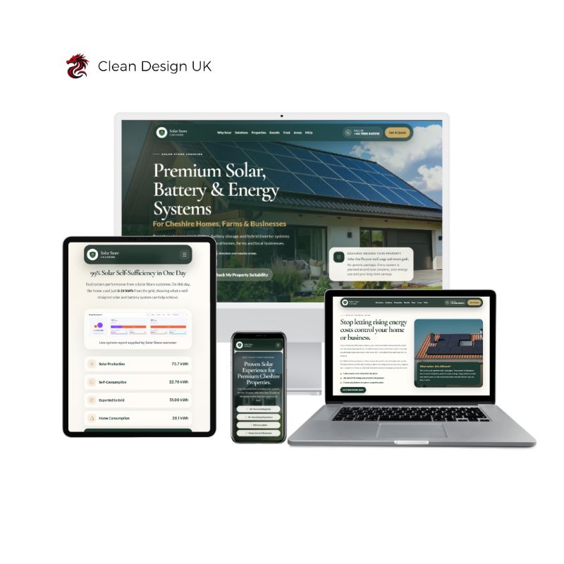 solar store cheshire anglesey north wales website design with seo and fully responsive